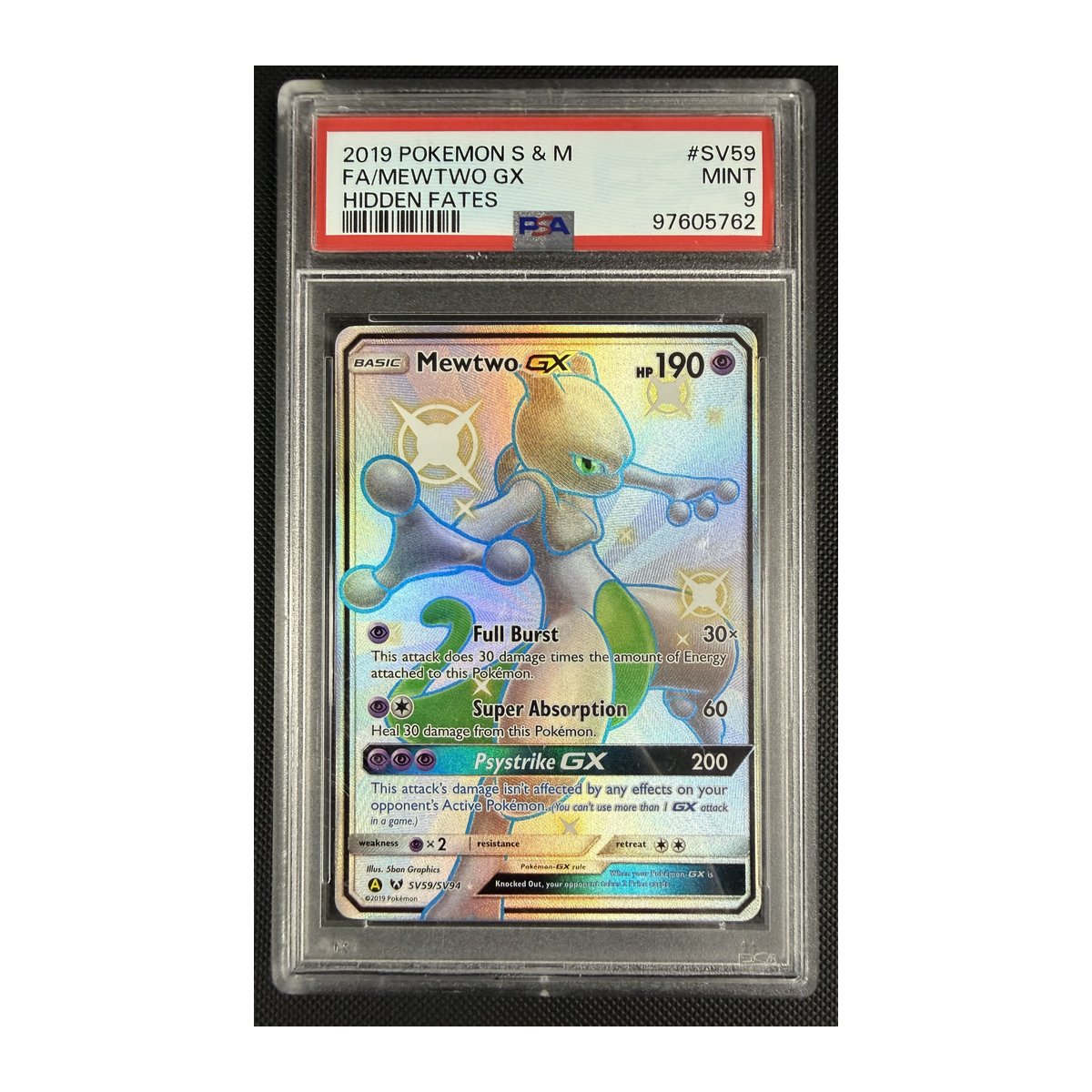 PSA 9 Hidden Fates Mewtwo GX SV59 Shiny Holo Rare – Team Collectors