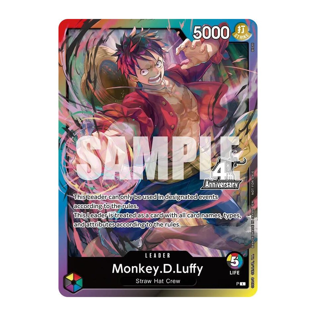 Monkey.D.Luffy 4th Anniversary Leader Card