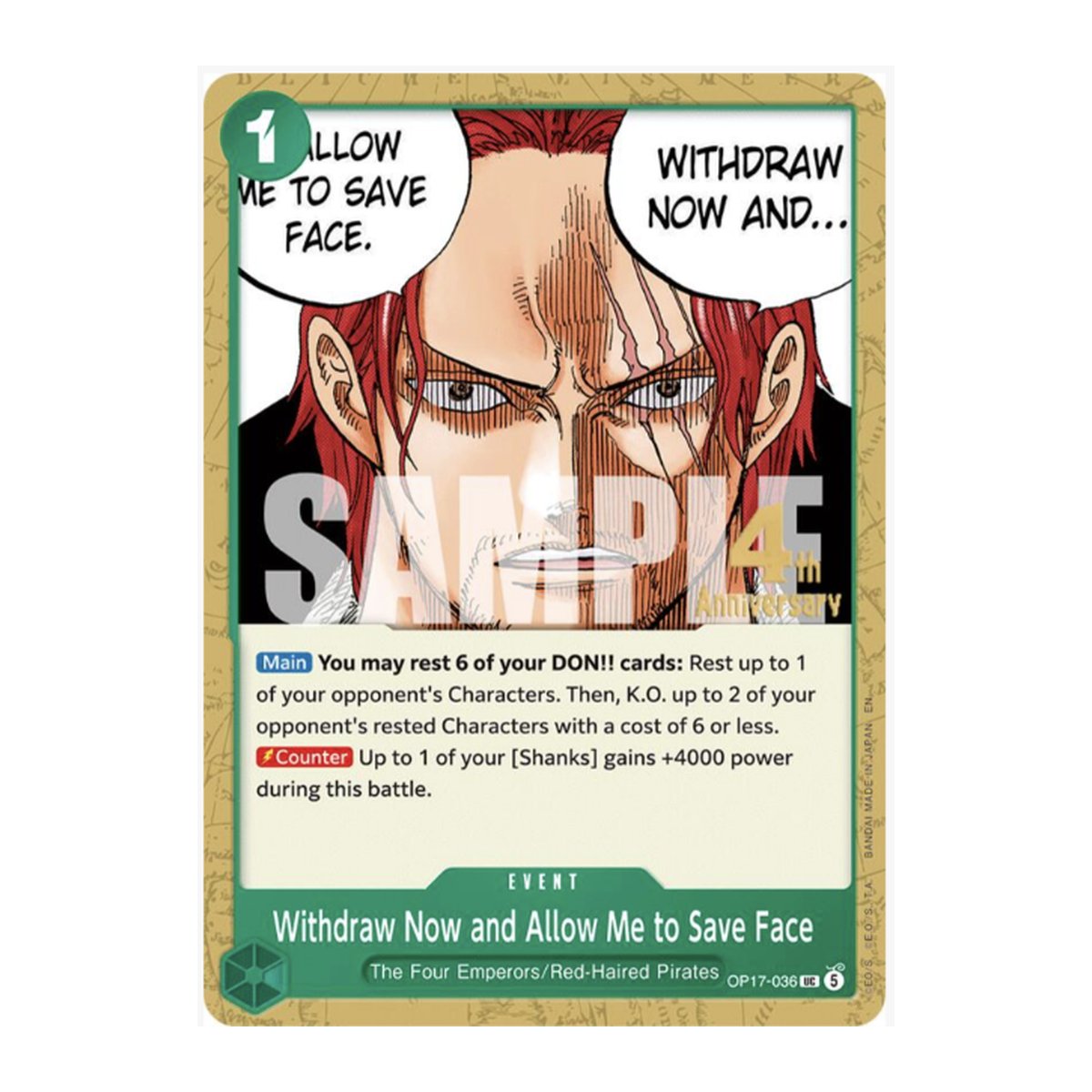 Withdraw Now and Allow Me to Save Face OP17-036 Release Event Uncommon