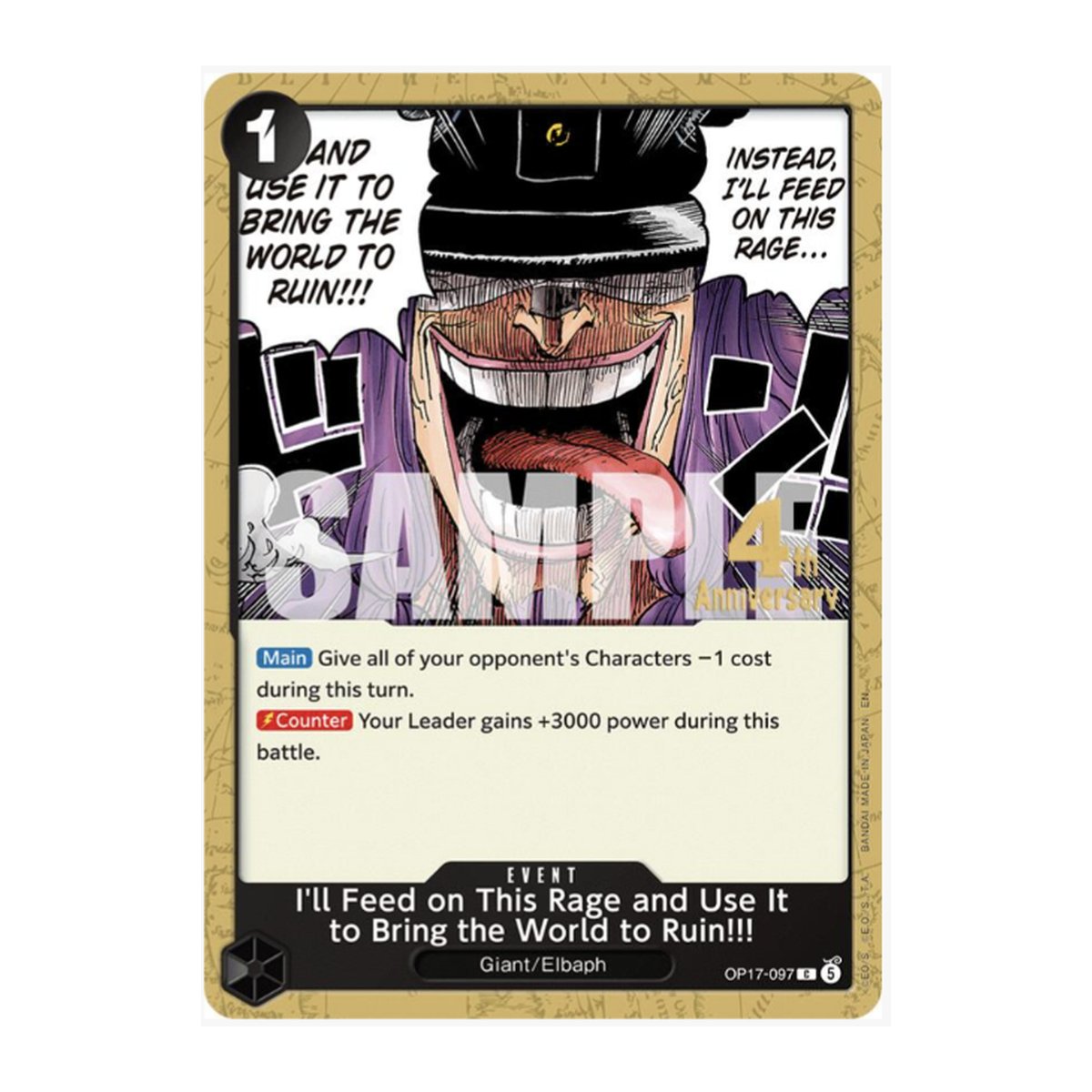 I'll Feed on This Rage and Use It to Bring the World to Ruin!!! OP17-097 Release Event Common