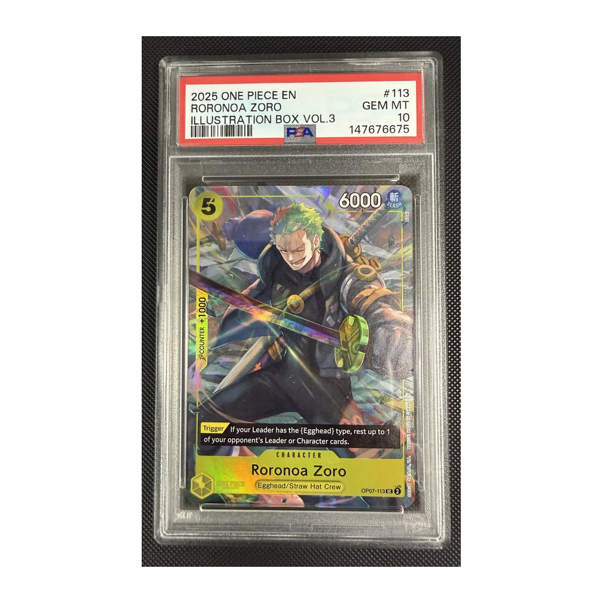 PSA 10 Roronoa Zoro (Illustration Box Vol.3) OP07-113 – Team