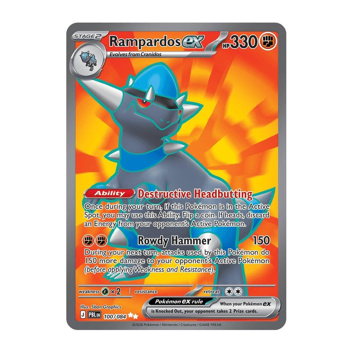 Pitch Black Rampardos ex 100 Ultra Rare