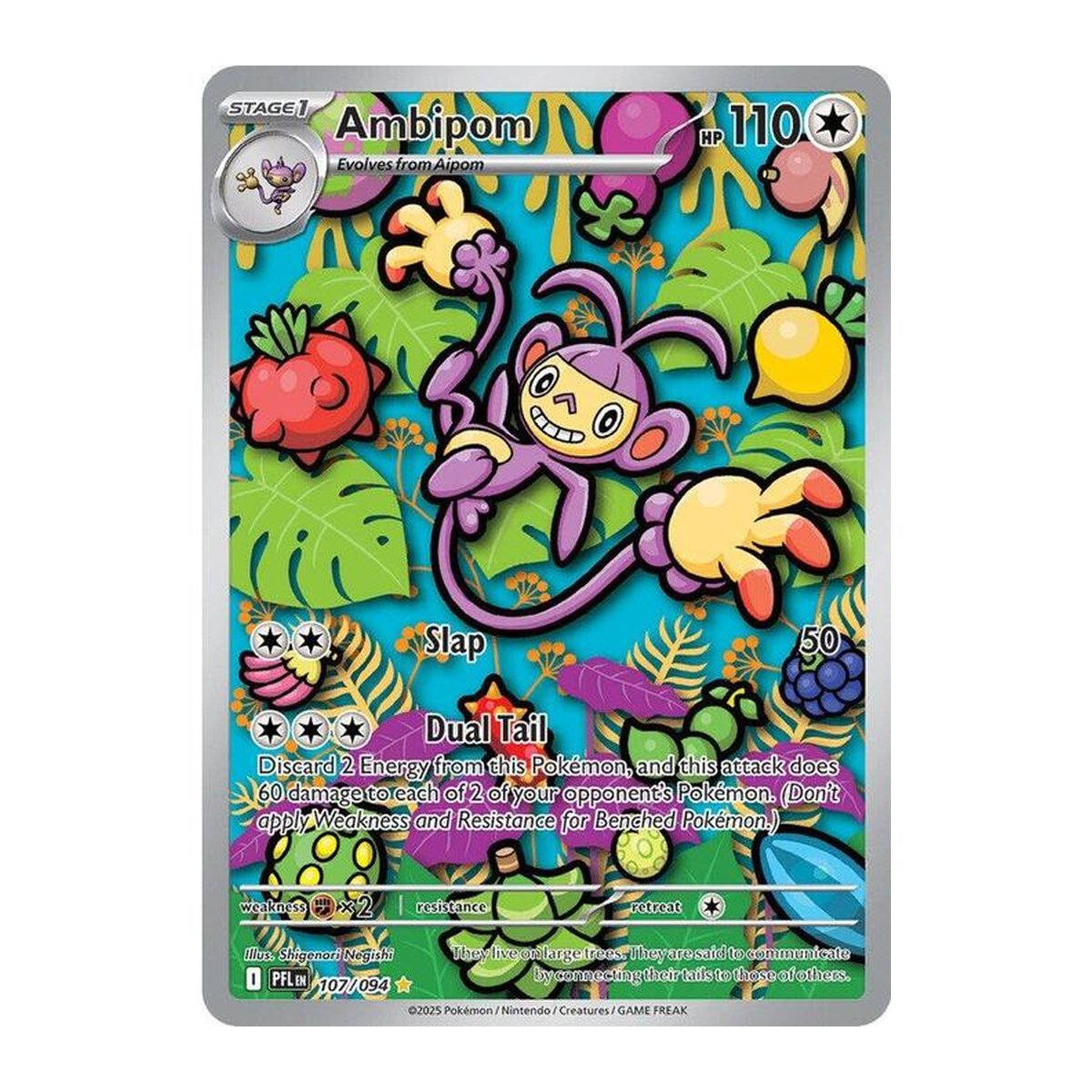 Phantasmal Flames Ambipom 107 Illustration Rare