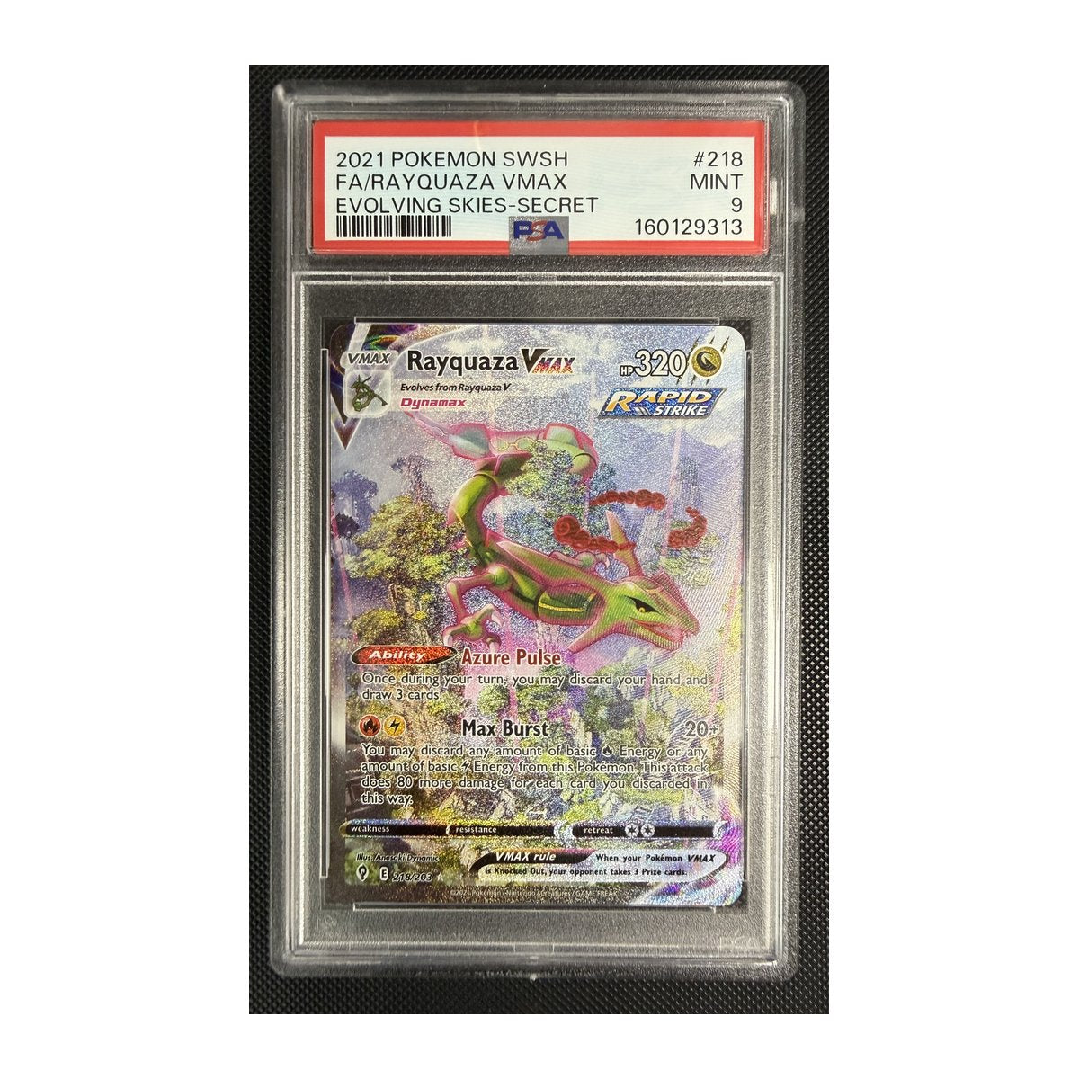 PSA 9 Evolving Skies Rayquaza VMAX (Alt Art Secret)