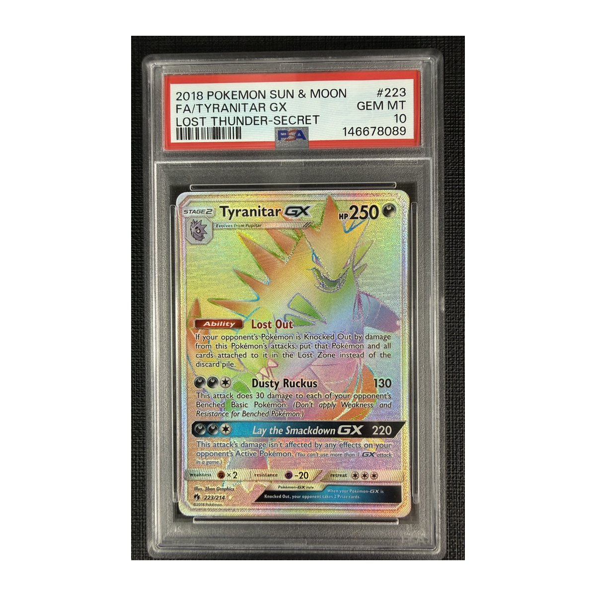 PSA 10 Lost Thunder Tyranitar GX (Secret)