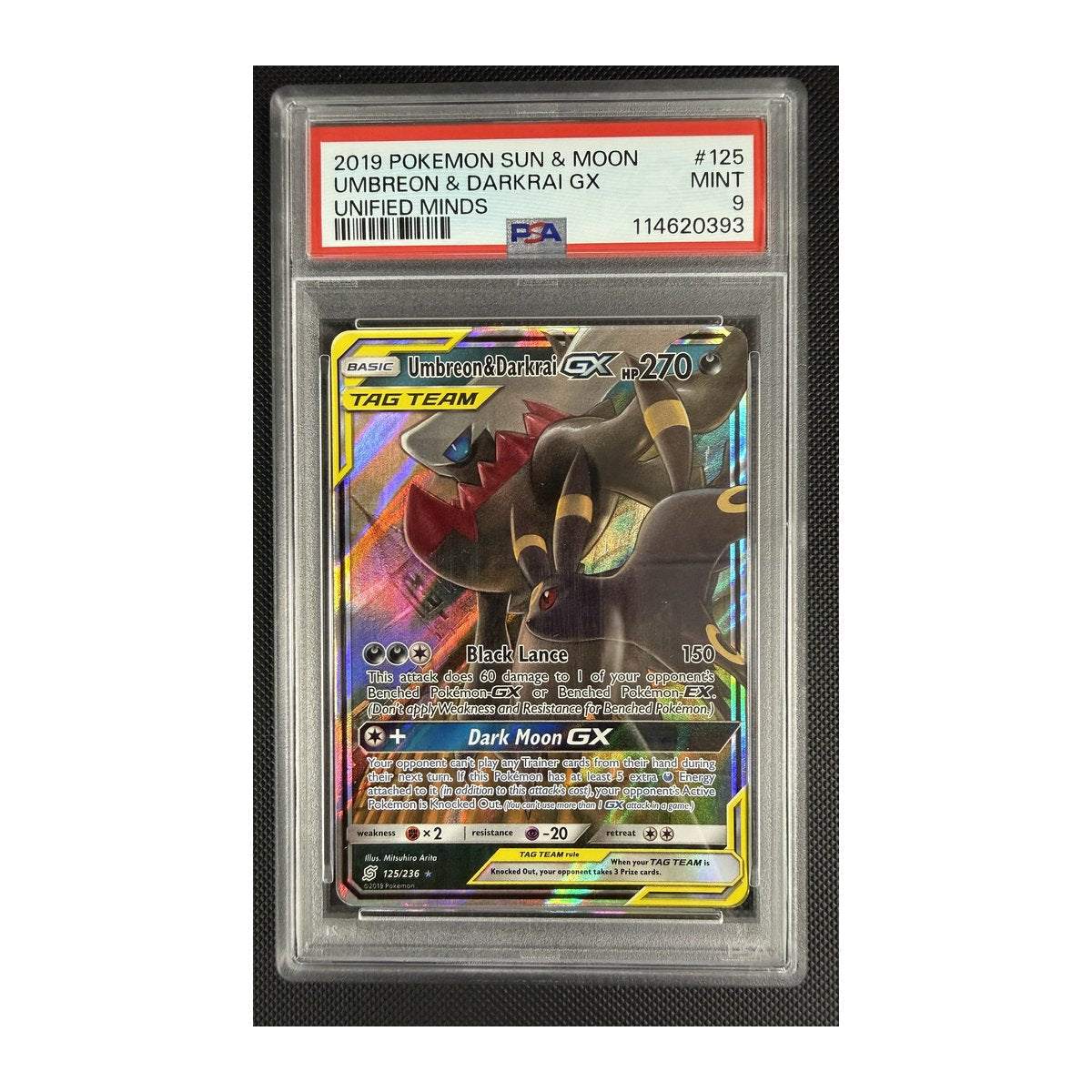 PSA 9 Unified Minds Umbreon & Darkrai GX Tag Team